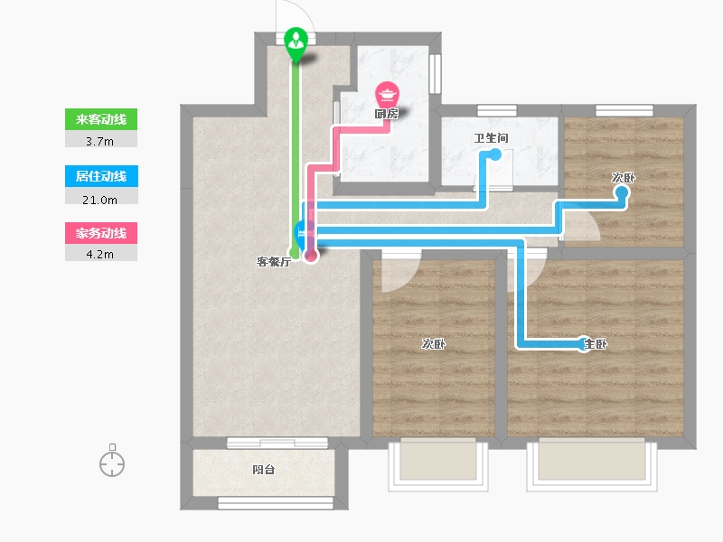 天津-天津市-华润昆仑御辰美佳苑8号楼,辰美佳苑9号楼建面105m²-65.16-户型库-动静线