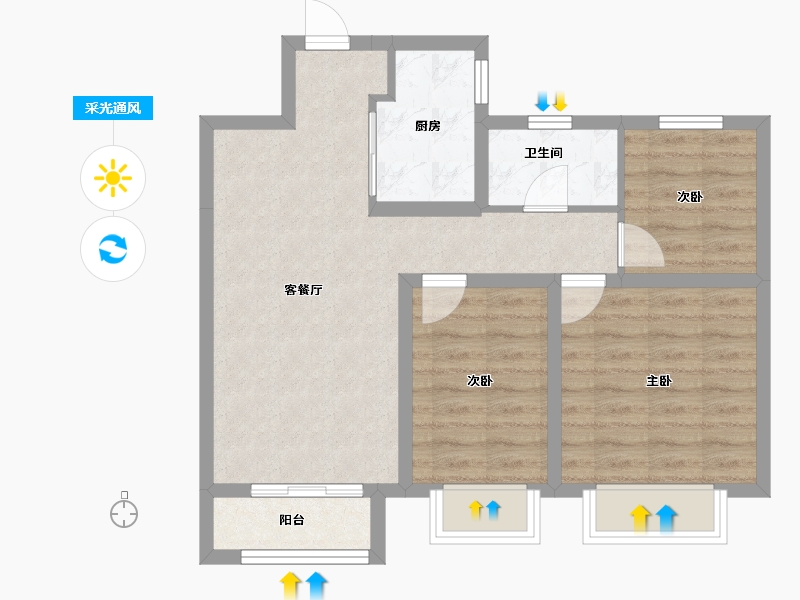 天津-天津市-华润昆仑御辰美佳苑8号楼,辰美佳苑9号楼建面105m²-65.16-户型库-采光通风