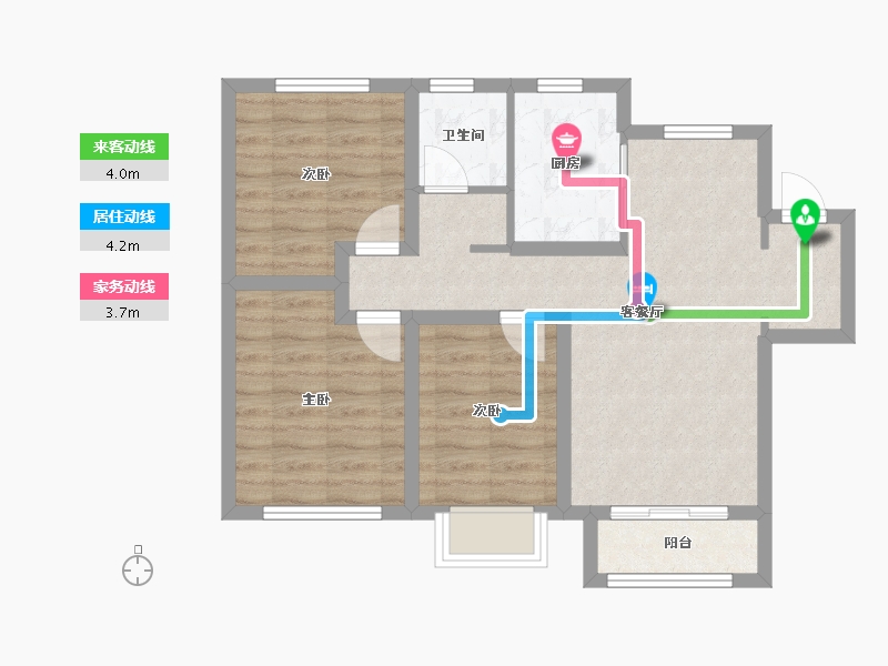 天津-天津市-华润昆仑御辰美佳苑8号楼,辰美佳苑9号楼建面108m²-67.48-户型库-动静线