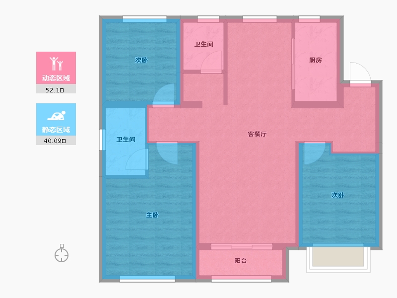 天津-天津市-华润昆仑御辰美佳苑7号楼,辰美佳苑10号楼建面120m²-82.01-户型库-动静分区