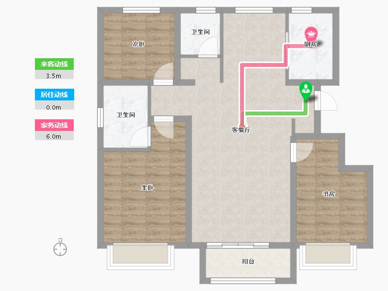 天津-天津市-华润昆仑御辰美佳苑1号楼,辰美佳苑2号楼建面122m²-86.49-户型库-动静线