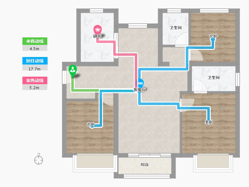 天津-天津市-远洋未来城冬博苑9号楼,冬博苑12号楼,沁雅苑5号楼建面115m²-74.20-户型库-动静线