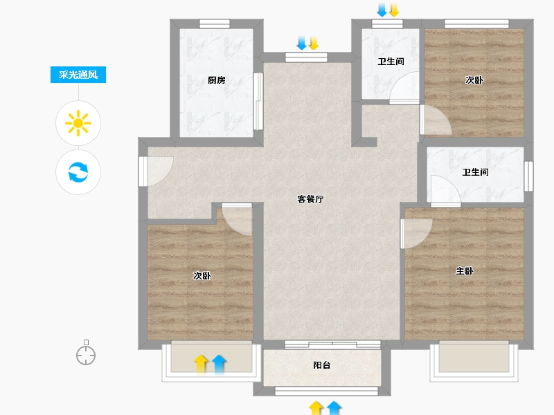 天津-天津市-远洋未来城冬博苑9号楼,冬博苑12号楼,沁雅苑5号楼建面115m²-74.20-户型库-采光通风