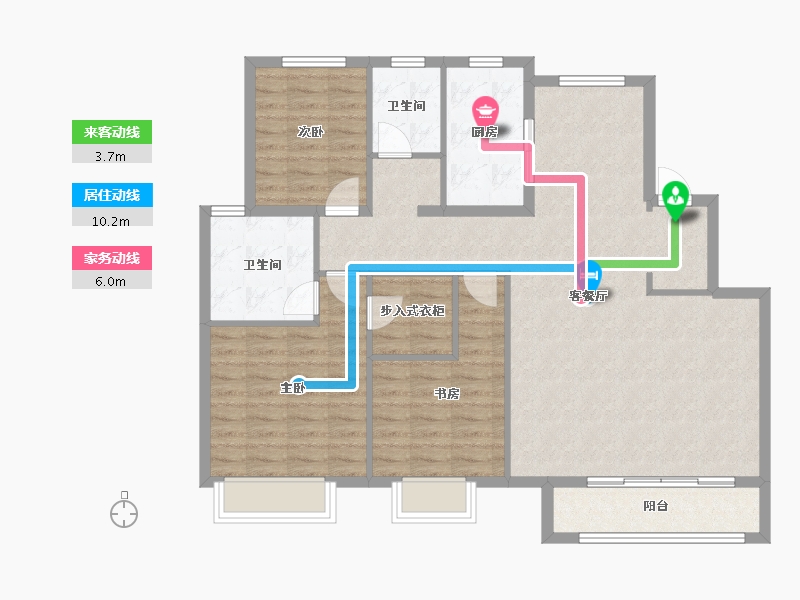 天津-天津市-远洋未来城冬博苑7号楼,沁雅苑1号楼建面105m²-107.99-户型库-动静线