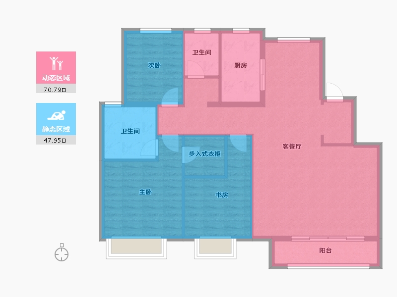 天津-天津市-远洋未来城冬博苑7号楼,沁雅苑1号楼建面105m²-107.99-户型库-动静分区