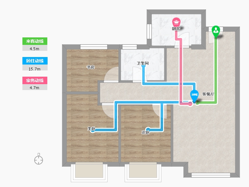 天津-天津市-远洋未来城夏岚苑2号楼,夏岚苑1号楼建面97m²-61.84-户型库-动静线