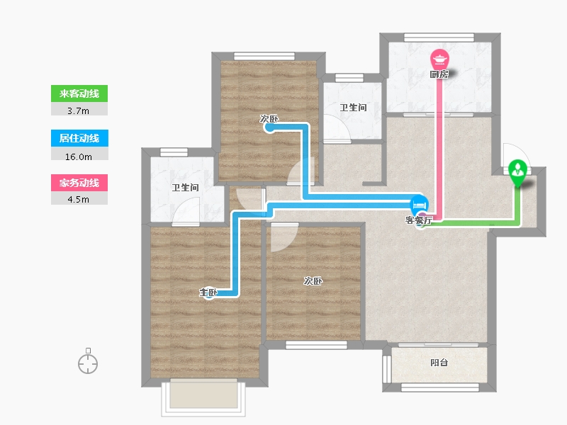 天津-天津市-金地成宁府1号楼,2号楼建面117m²-78.90-户型库-动静线