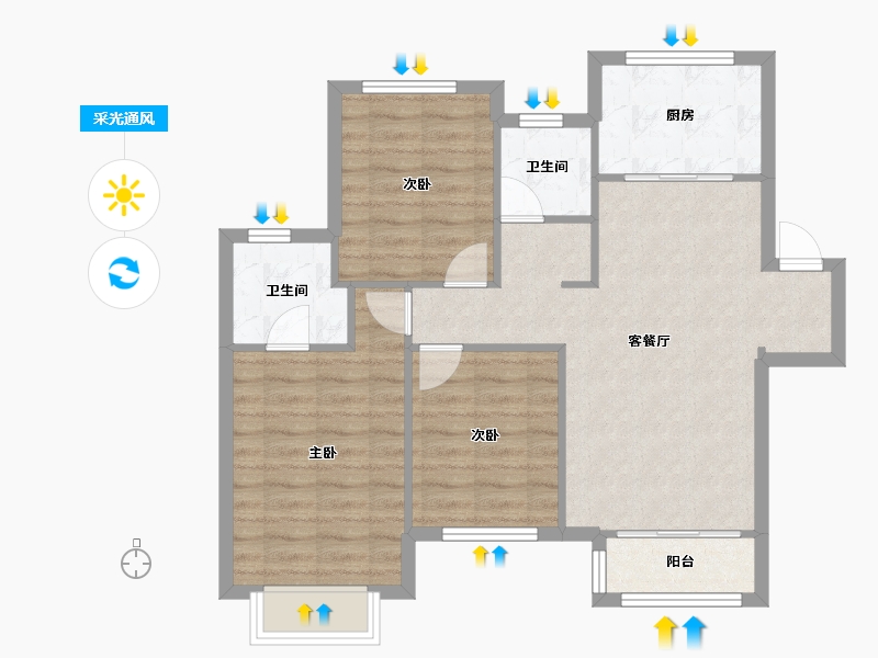 天津-天津市-金地成宁府1号楼,2号楼建面117m²-78.90-户型库-采光通风