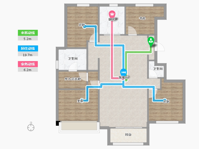 天津-天津市-绿地新里栖湖公馆12栋,7栋建面130m²-101.53-户型库-动静线