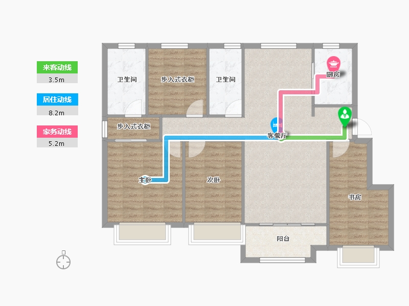 天津-天津市-星河国际5号楼,6号楼,9号楼,11号楼,12号楼建面130m²-104.77-户型库-动静线