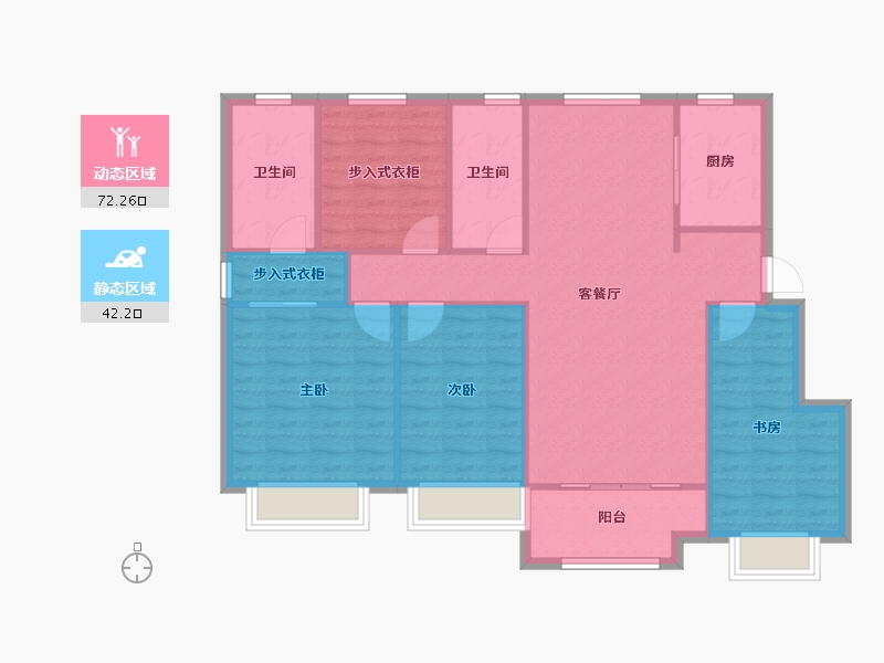 天津-天津市-星河国际5号楼,6号楼,9号楼,11号楼,12号楼建面130m²-104.77-户型库-动静分区