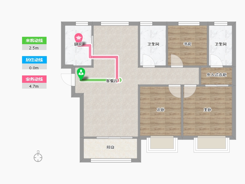 天津-天津市-星河国际1号楼,2号楼,3号楼,建面115m²-74.18-户型库-动静线