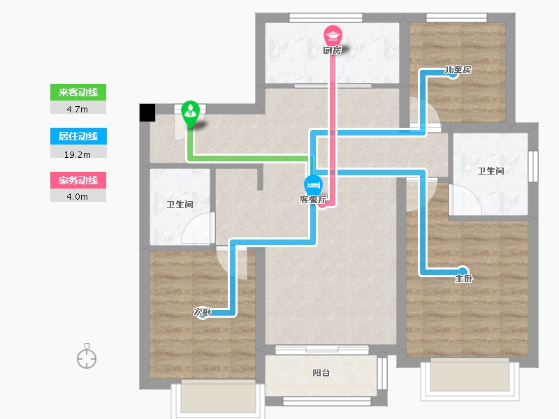 天津-天津市-雍祥府辰美雅苑7号楼,辰美雅苑2号楼建面115m²-71.15-户型库-动静线