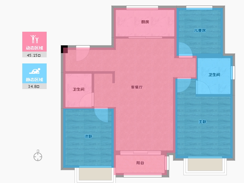 天津-天津市-雍祥府辰美雅苑7号楼,辰美雅苑2号楼建面115m²-71.15-户型库-动静分区