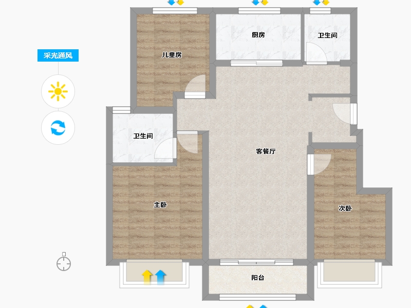 天津-天津市-雍祥府辰美雅苑17号楼,辰美雅苑20号楼,辰美雅苑3号楼,辰美雅苑21号楼,辰美雅苑-82.80-户型库-采光通风