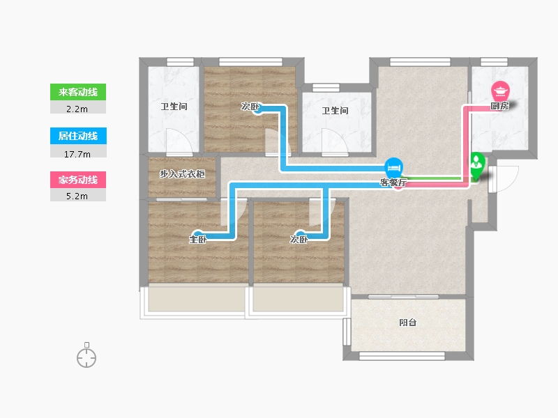 天津-天津市-融创津宸壹号宸宁嘉苑1号楼,宸宁嘉苑15号楼,建面112m²-68.43-户型库-动静线