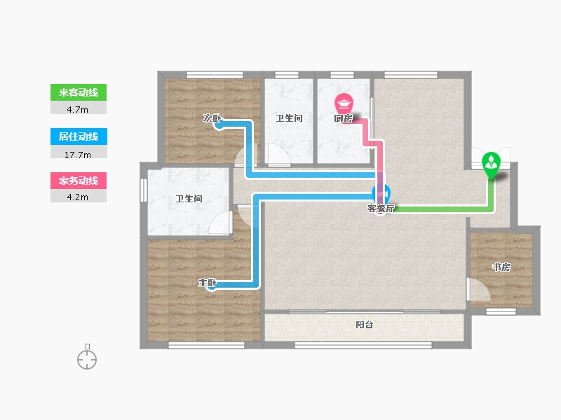 天津-天津市-融创津宸壹号宸宁嘉苑3号楼,宸宁嘉苑10号楼,建面129m²-101.99-户型库-动静线