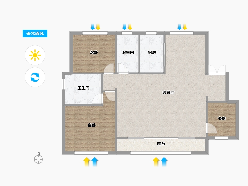 天津-天津市-融创津宸壹号宸宁嘉苑3号楼,宸宁嘉苑10号楼,建面129m²-101.99-户型库-采光通风