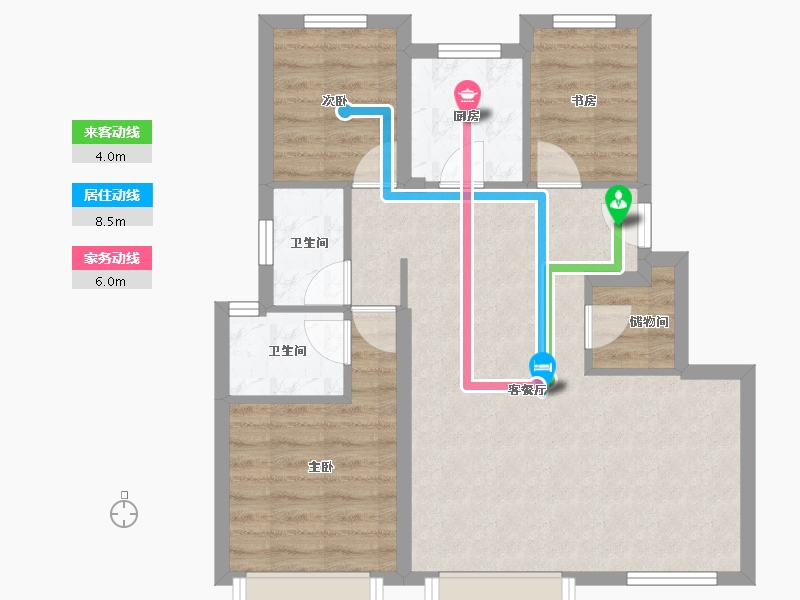 天津-天津市-碧桂园中骏天寰6号楼,1号楼建面116m²-69.26-户型库-动静线