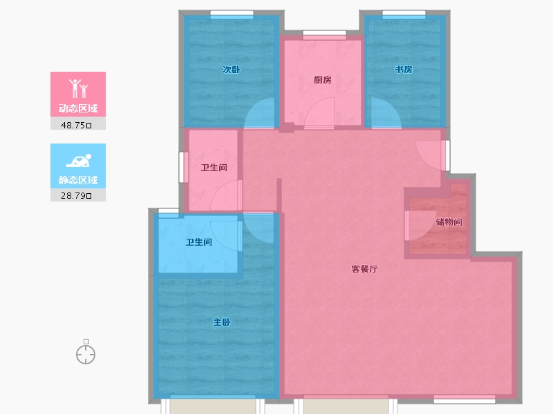 天津-天津市-碧桂园中骏天寰6号楼,1号楼建面116m²-69.26-户型库-动静分区