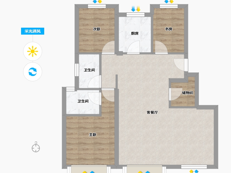 天津-天津市-碧桂园中骏天寰6号楼,1号楼建面116m²-69.26-户型库-采光通风