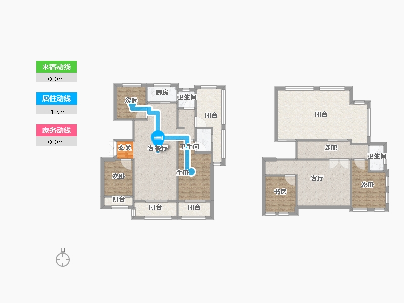 河南省-郑州市-元正康郡B3户型171m²-136.97-户型库-动静线