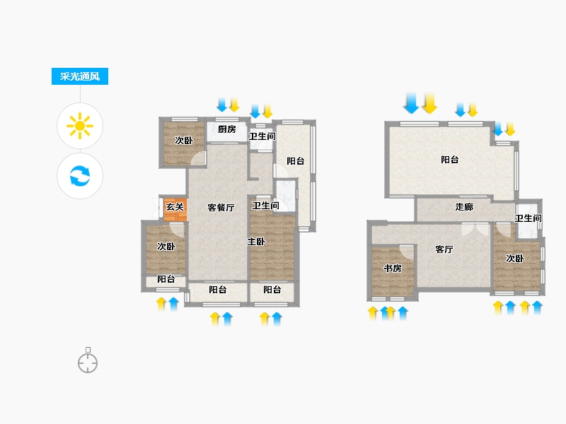 河南省-郑州市-元正康郡B3户型171m²-136.97-户型库-采光通风