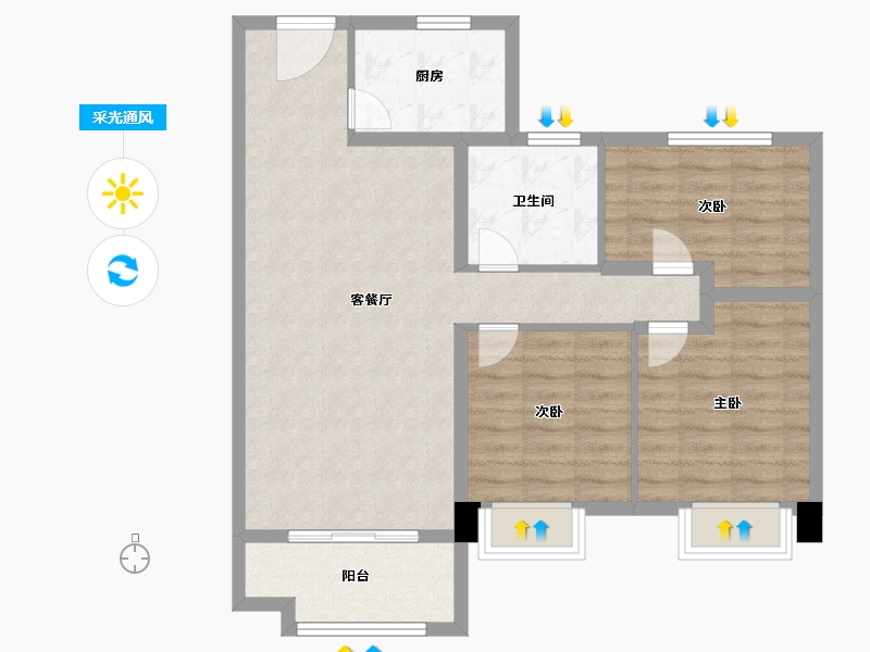 天津-天津市-碧桂园中心天宸5号楼,6号楼,8号楼,4号楼,3号楼,2号楼,1号楼建面1-84.80-户型库-采光通风