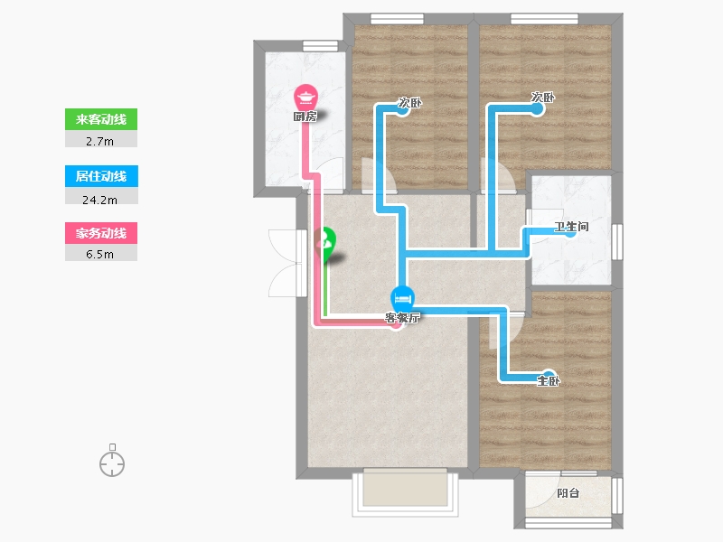 天津-天津市-天房中山路1号楼建面105m²-68.01-户型库-动静线