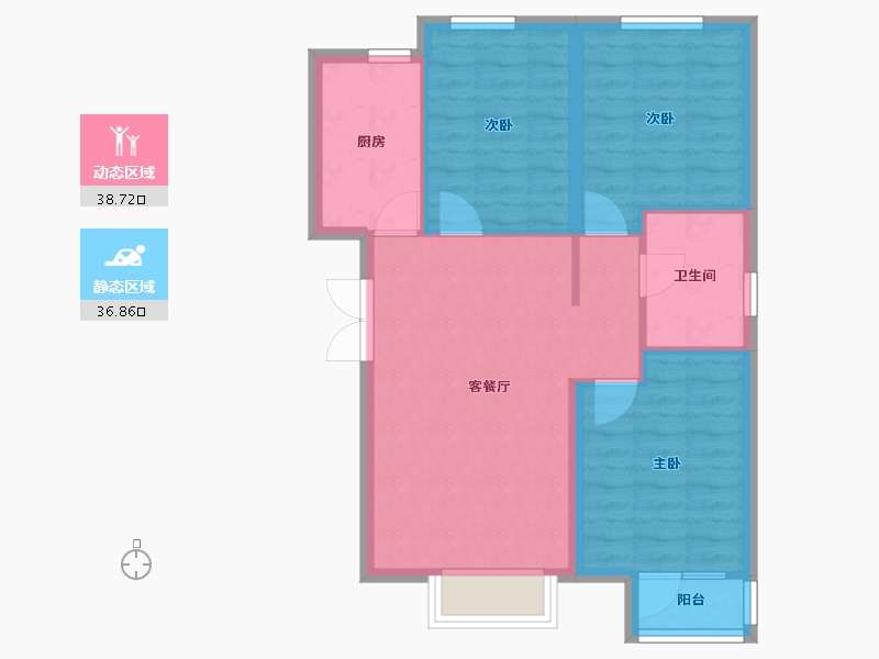 天津-天津市-天房中山路1号楼建面105m²-68.01-户型库-动静分区