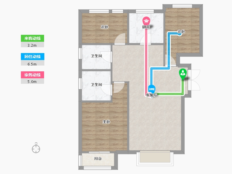 天津-天津市-天房中山路1号楼建面110m²-74.71-户型库-动静线