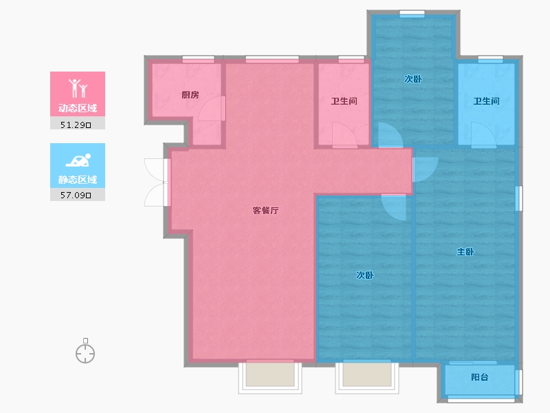 天津-天津市-天房中山路10号楼建面136m²-99.65-户型库-动静分区