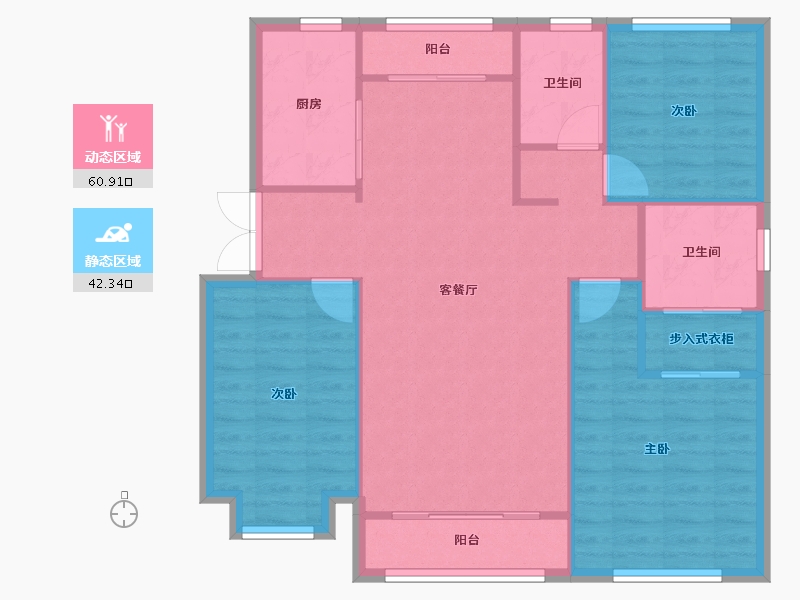 天津-天津市-首创天阅海河6号楼建面140m²-94.72-户型库-动静分区