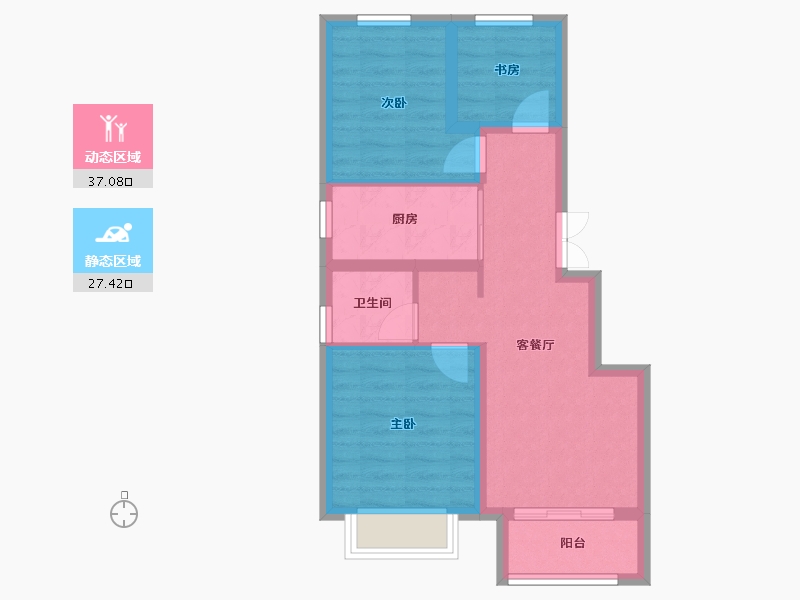 天津-天津市-金侨瑞公馆1栋,2栋,3栋,4栋,9栋,10栋,11栋,12栋,15栋-56.82-户型库-动静分区