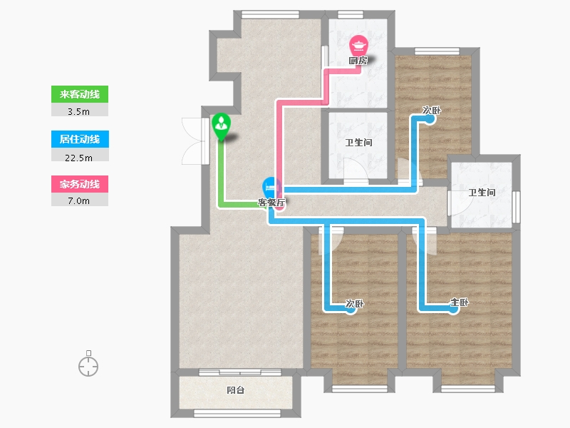 天津-天津市-盛景华府33号楼,23号楼,24号楼建面129m²-100.19-户型库-动静线