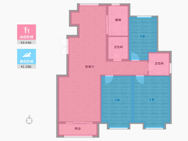 天津-天津市-盛景华府33号楼,23号楼,24号楼建面129m²-100.19-户型库-动静分区