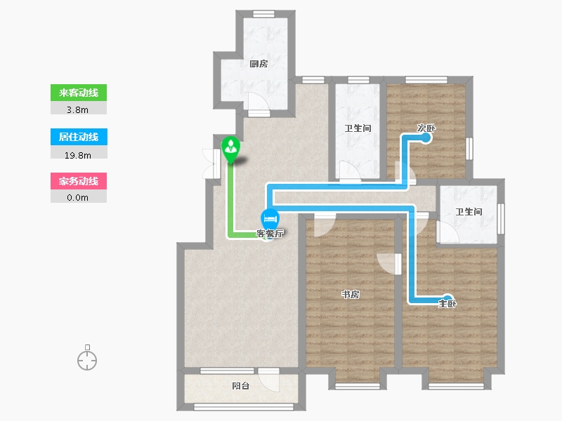 天津-天津市-盛景华府33号楼,23号楼,24号楼,建面140m²-106.86-户型库-动静线