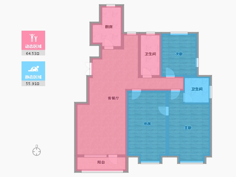 天津-天津市-盛景华府33号楼,23号楼,24号楼,建面140m²-106.86-户型库-动静分区