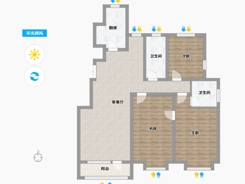 天津-天津市-盛景华府33号楼,23号楼,24号楼,建面140m²-106.86-户型库-采光通风