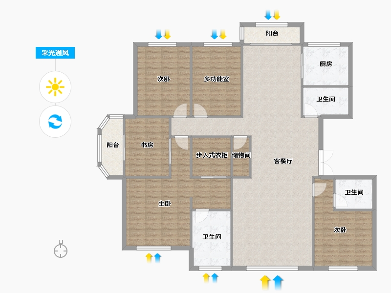 天津-天津市-金侨宸公馆悦恒名邸10号楼,悦恒名邸11号楼建面215m²-164.96-户型库-采光通风