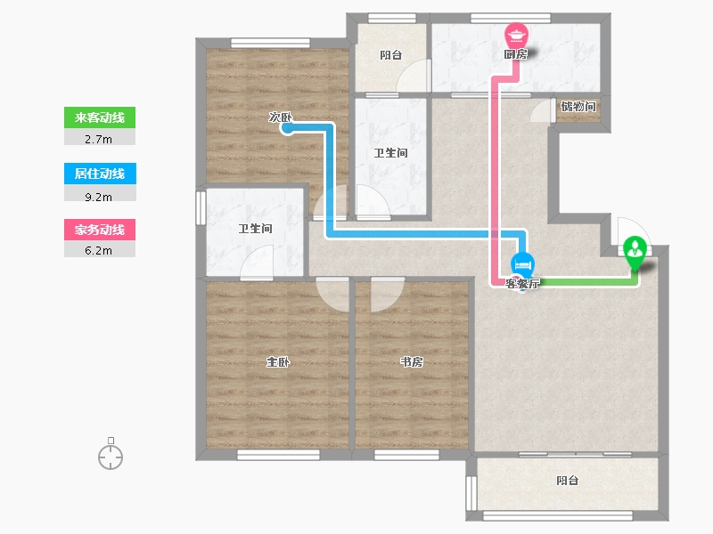 天津-天津市-天津诺德中心诺德雅苑2号楼建面123m²-96.33-户型库-动静线