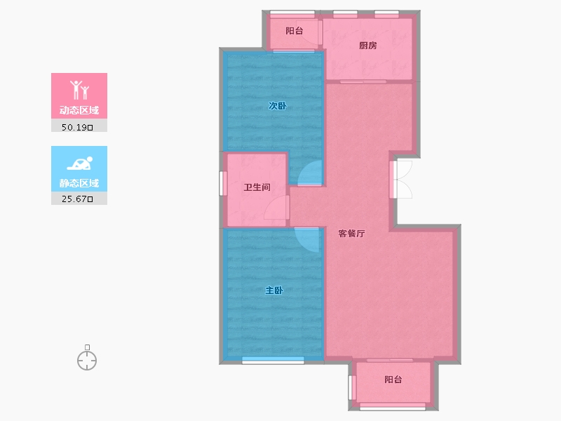 天津-天津市-天津诺德中心诺德雅苑1号楼建面89m²-68.95-户型库-动静分区