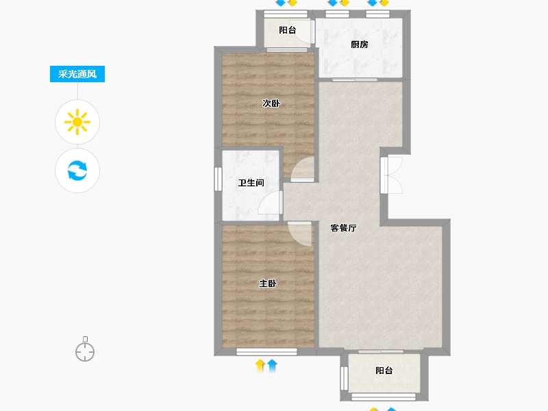 天津-天津市-天津诺德中心诺德雅苑1号楼建面89m²-68.95-户型库-采光通风