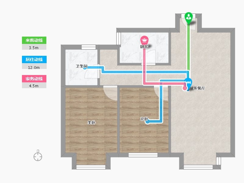 天津-天津市-天房北宁公元天博雅苑1号楼,天博雅苑2号楼建面88m²-60.14-户型库-动静线