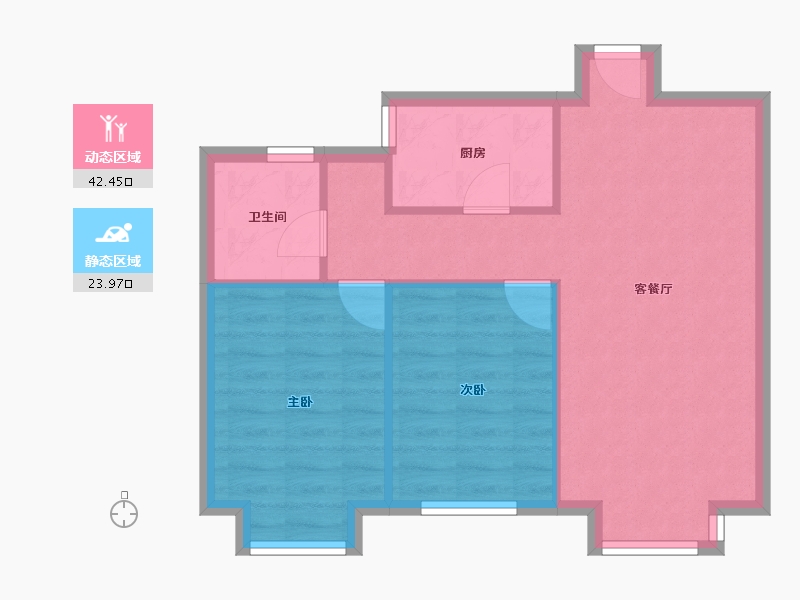 天津-天津市-天房北宁公元天博雅苑1号楼,天博雅苑2号楼建面88m²-60.14-户型库-动静分区