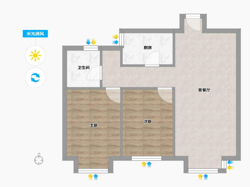 天津-天津市-天房北宁公元天博雅苑1号楼,天博雅苑2号楼建面88m²-60.14-户型库-采光通风