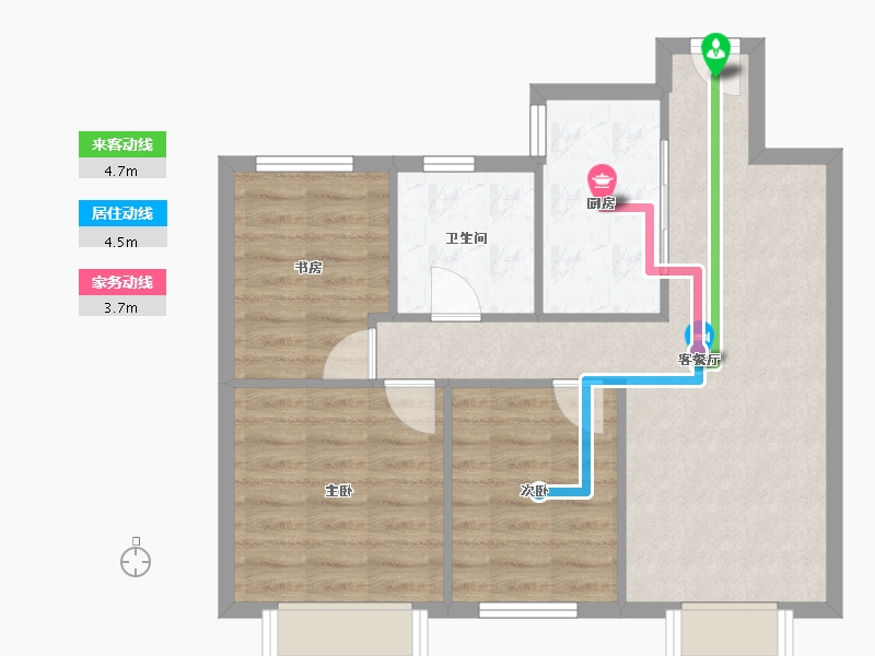 天津-天津市-天房北宁公元天博雅苑3号楼,建面96m²-64.95-户型库-动静线