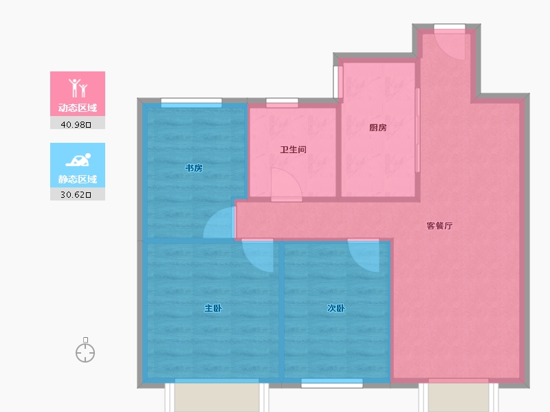 天津-天津市-天房北宁公元天博雅苑3号楼,建面96m²-64.95-户型库-动静分区