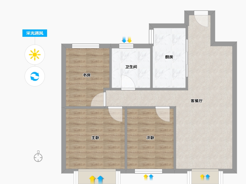 天津-天津市-天房北宁公元天博雅苑3号楼,建面96m²-64.95-户型库-采光通风