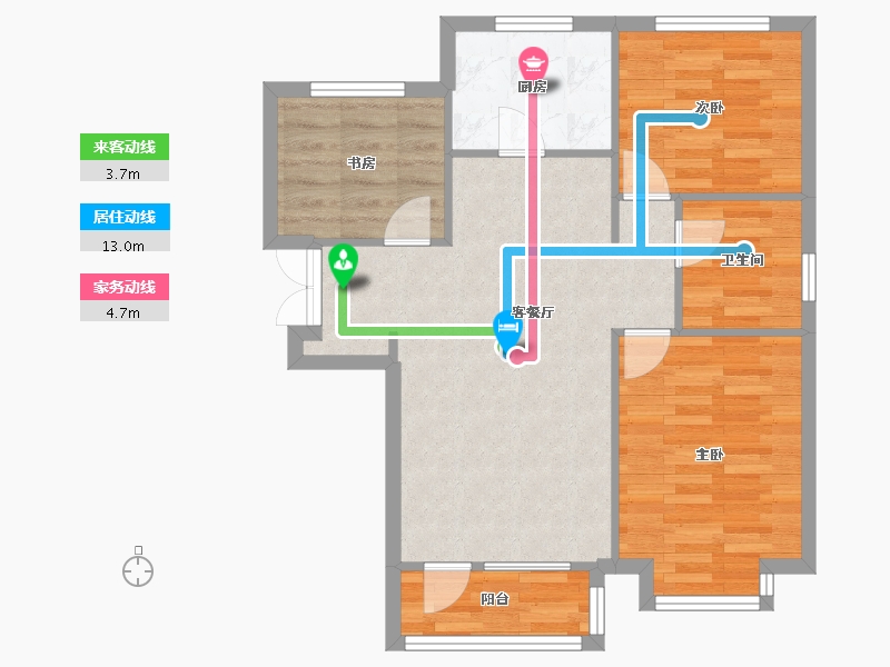 天津-天津市-天房北宁公元天博雅苑1号楼,天博雅苑2号楼,建面106m²-70.23-户型库-动静线